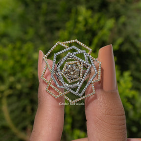 Round Cut Moissanite Cluster Engagement Ring