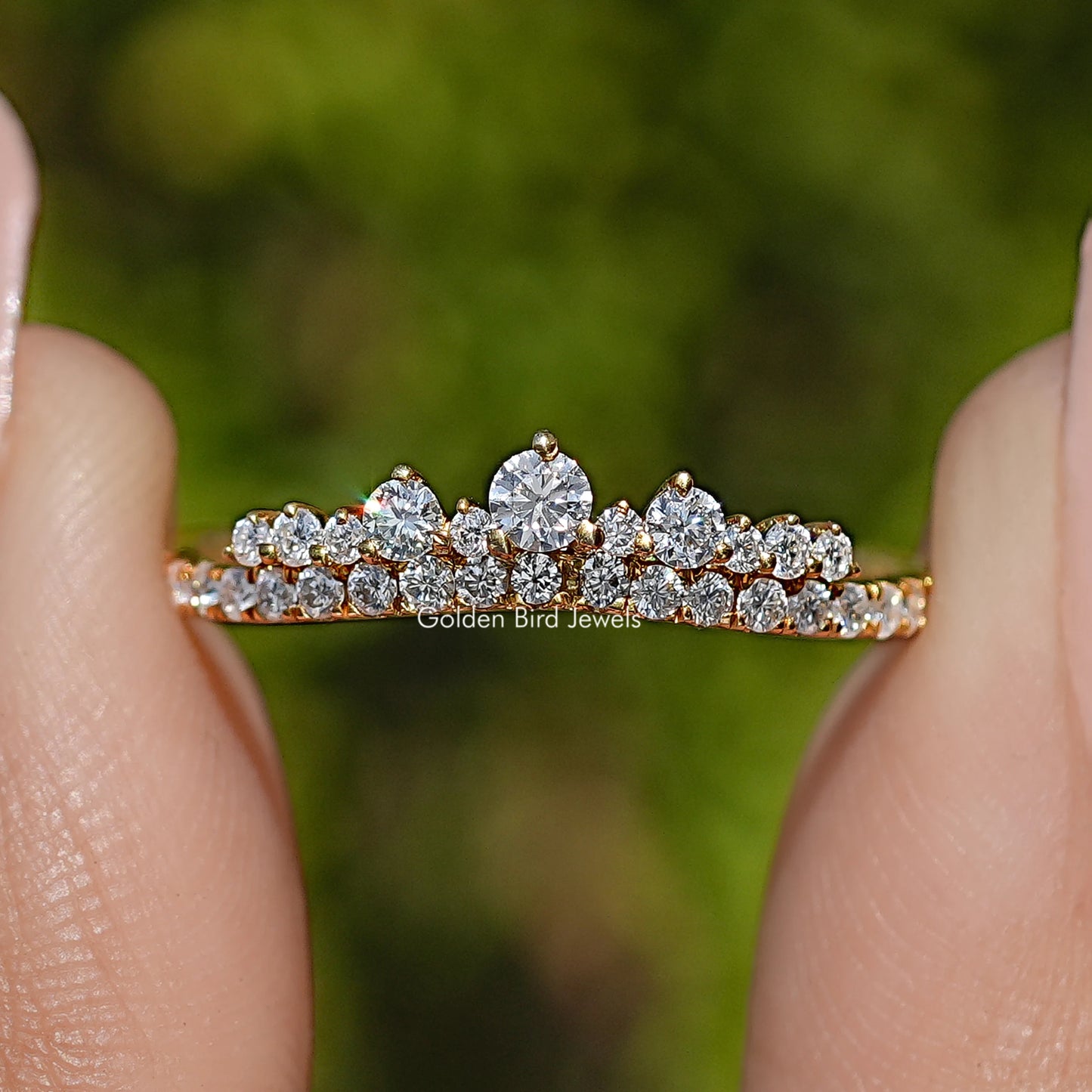 Round Cut Moissanite Dainty Band For Her