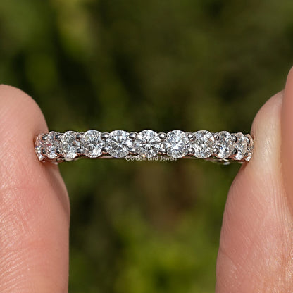 Round Cut Moissanite Three Quarter Eternity Wedding Band