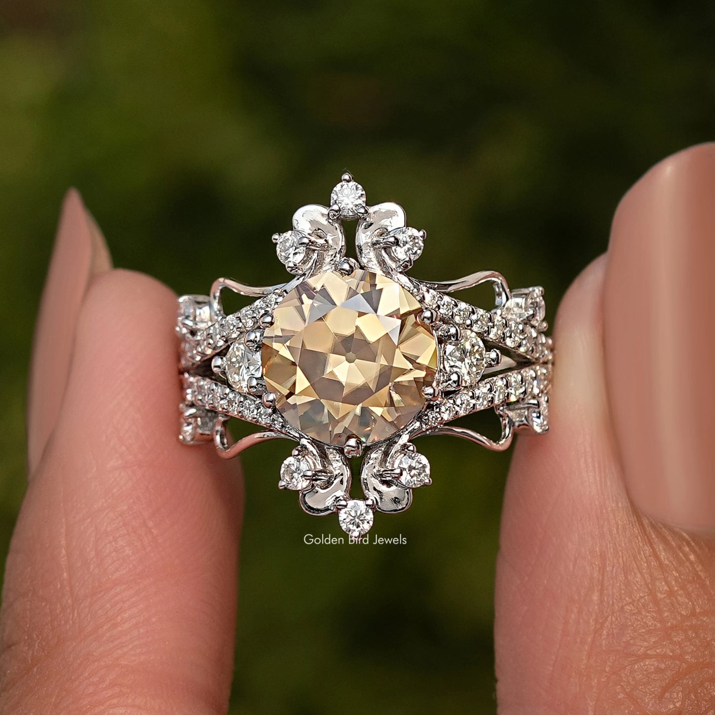 Old European Round Cut Moissanite Ring