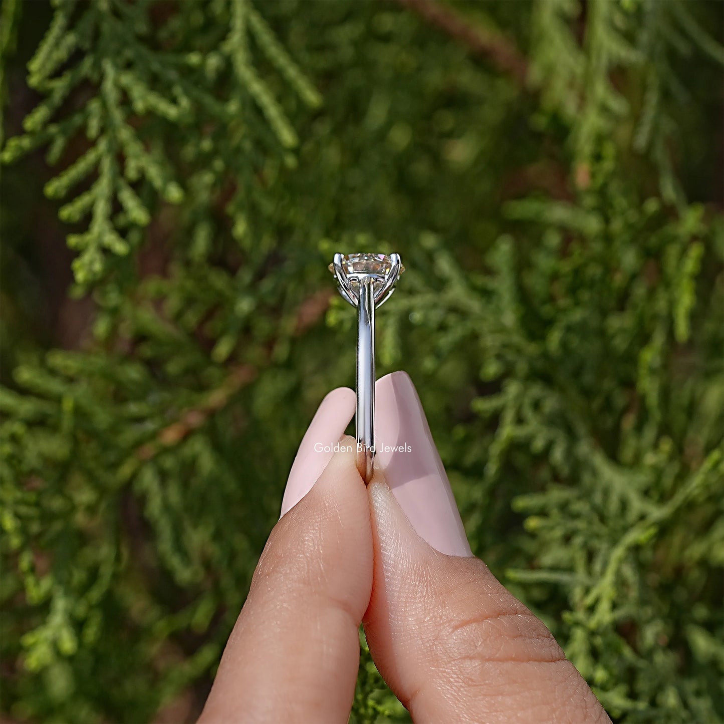 Yellow Round Cut Moissanite Solitaire Ring