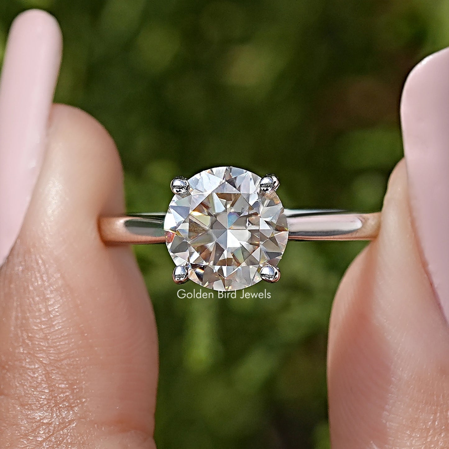 Yellow Round Cut Moissanite Solitaire Ring