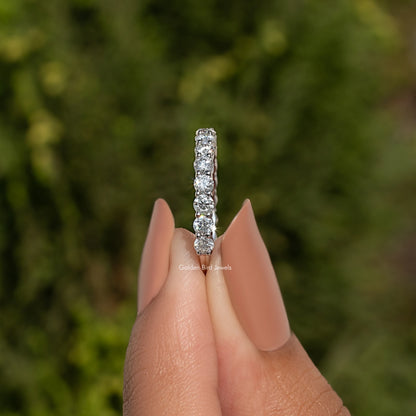 Round Cut Moissanite Three Quarter Eternity Wedding Band