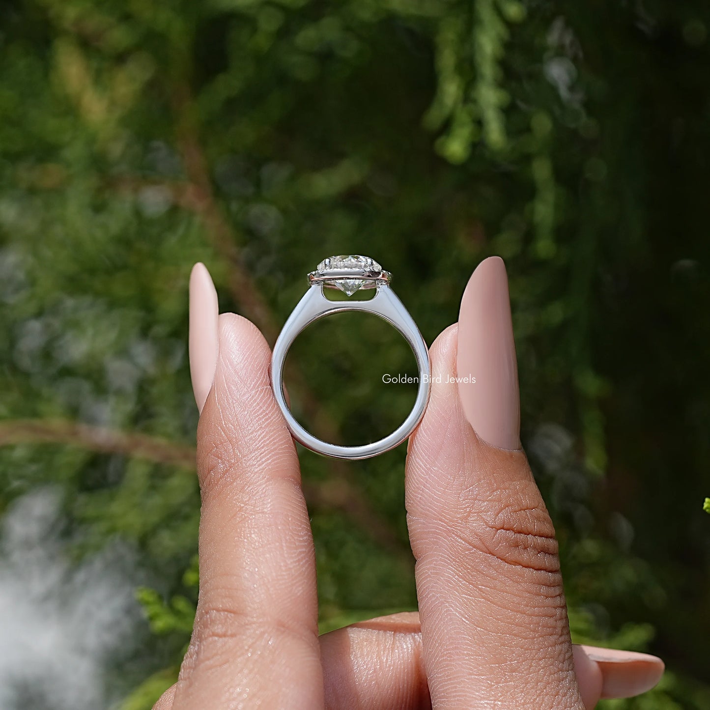 Old European Round Cut Moissanite Diamond Halo Promise Ring