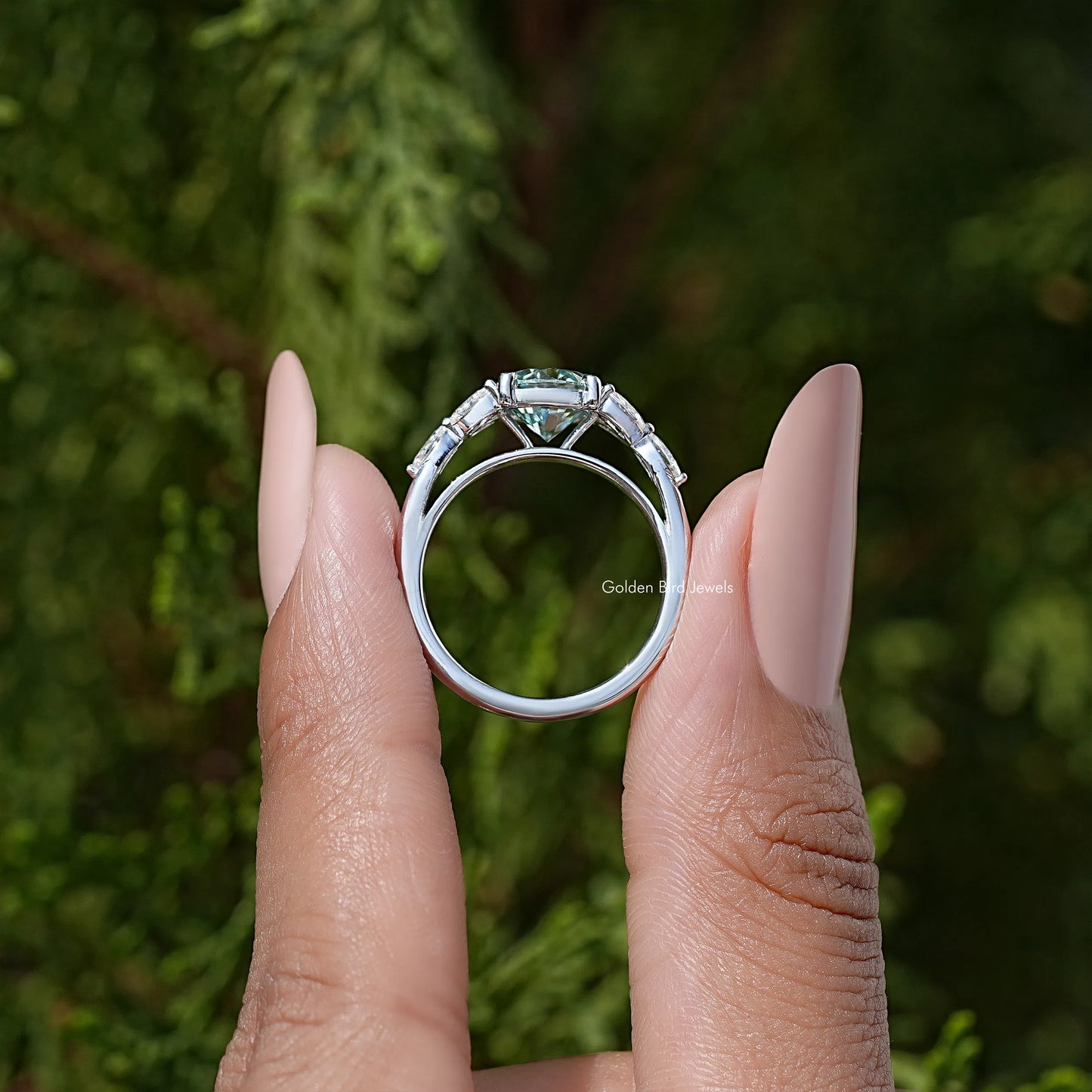 Round Cut Moissanite Gemstone Engagement Ring
