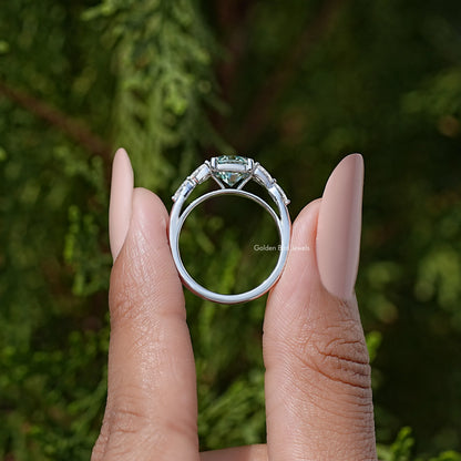 Round Cut Moissanite Gemstone Engagement Ring