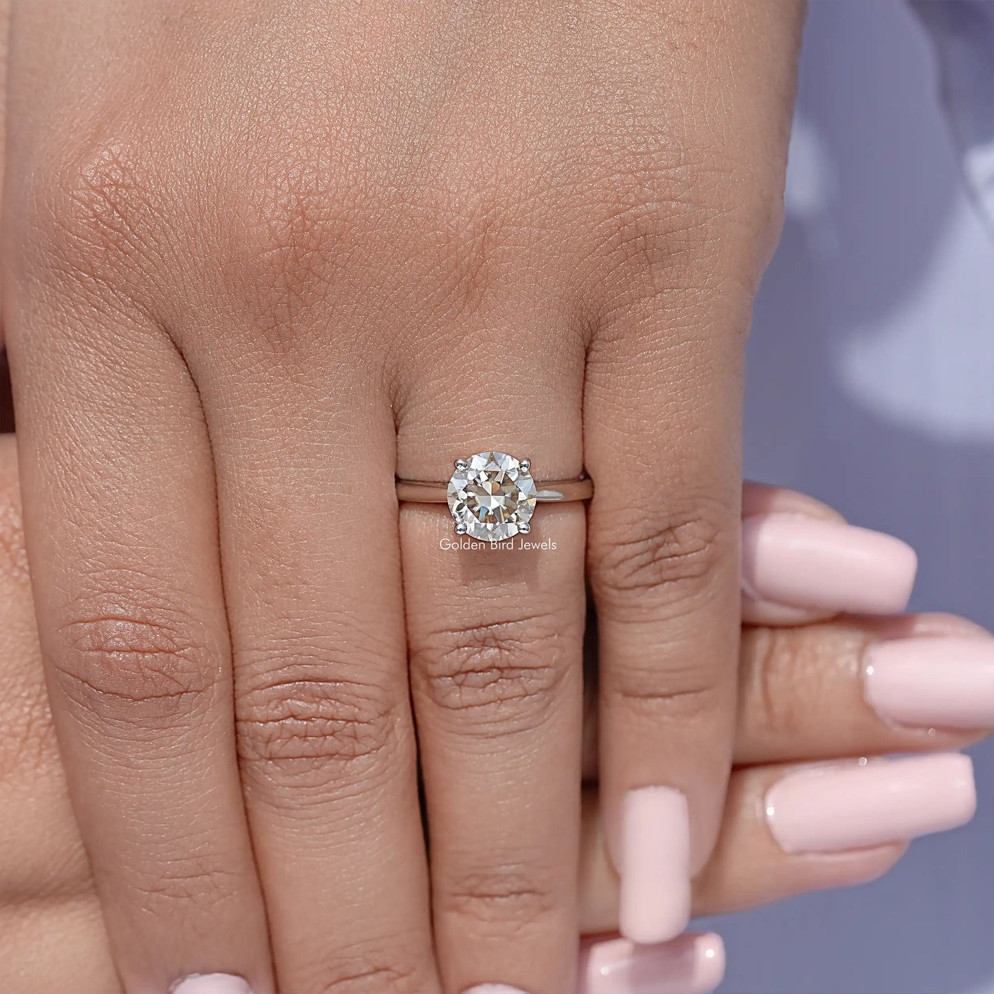 Yellow Round Cut Moissanite Solitaire Ring