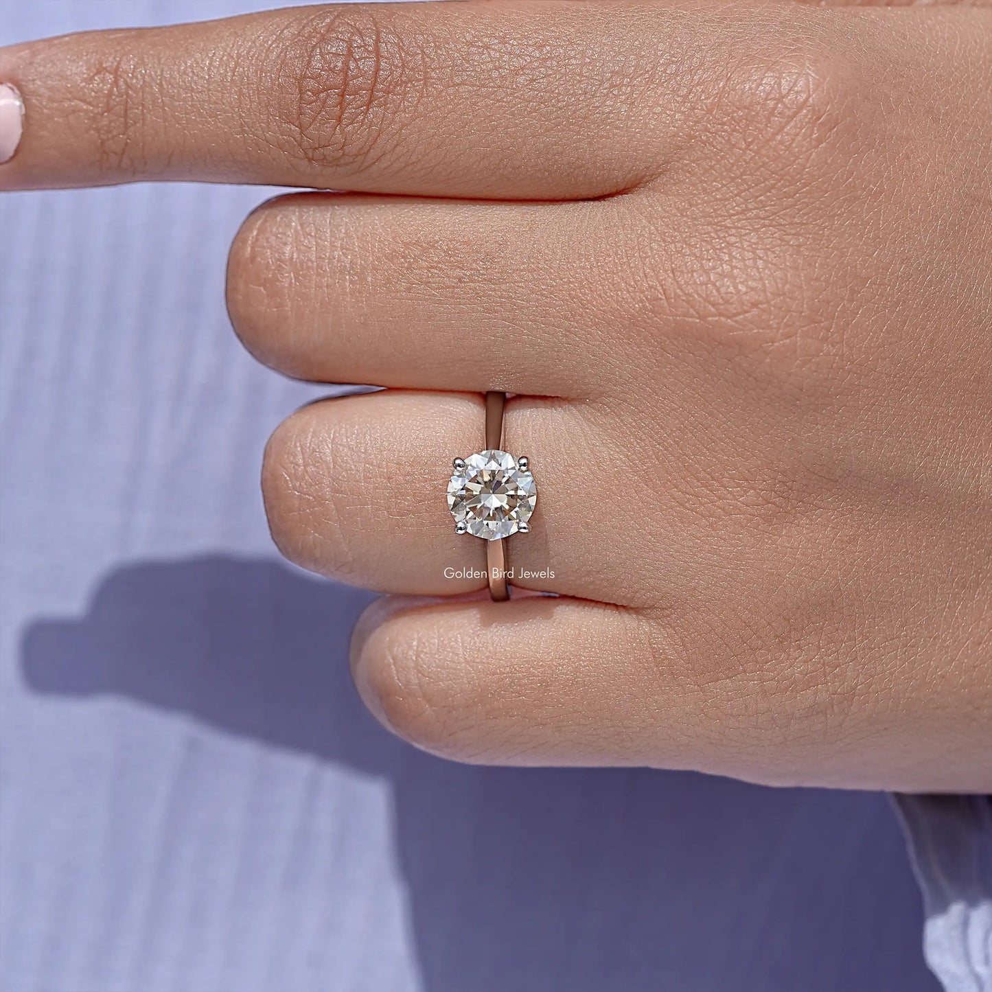 Yellow Round Cut Moissanite Solitaire Ring
