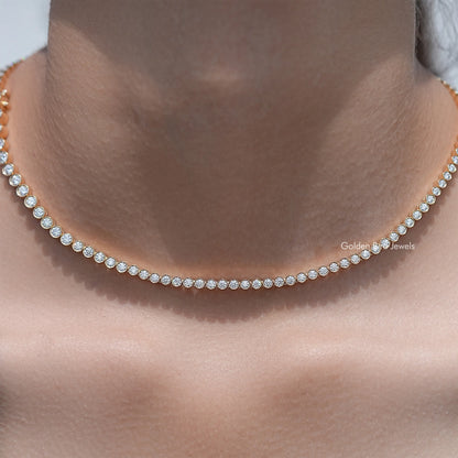 Round Cut Moissanite Tennis Necklace