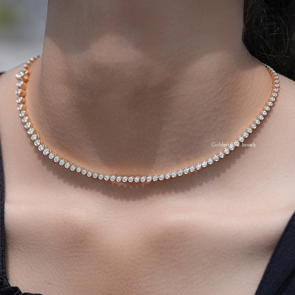 Round Cut Moissanite Tennis Necklace