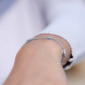 Detailed View of Diamond Station Chain Bracelet
