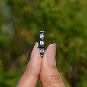 Round Cut Blue Gemstone Eternity Band