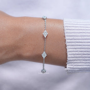 View Of Round Cut CVD Diamond Station Chain Bracelet