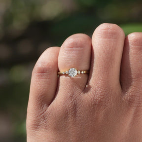 Close view of Round Cut Lab Diamond Engagement Ring