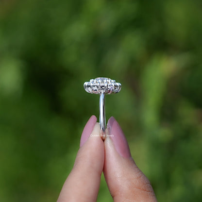 Old European Round Cut Moissanite Halo Bridal Ring
