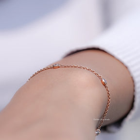 Bezel Set Round Cut Lab Diamond Station Bracelet

