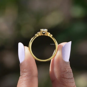 Side View of Five Stone Round Cut Lab Diamond Accent Ring