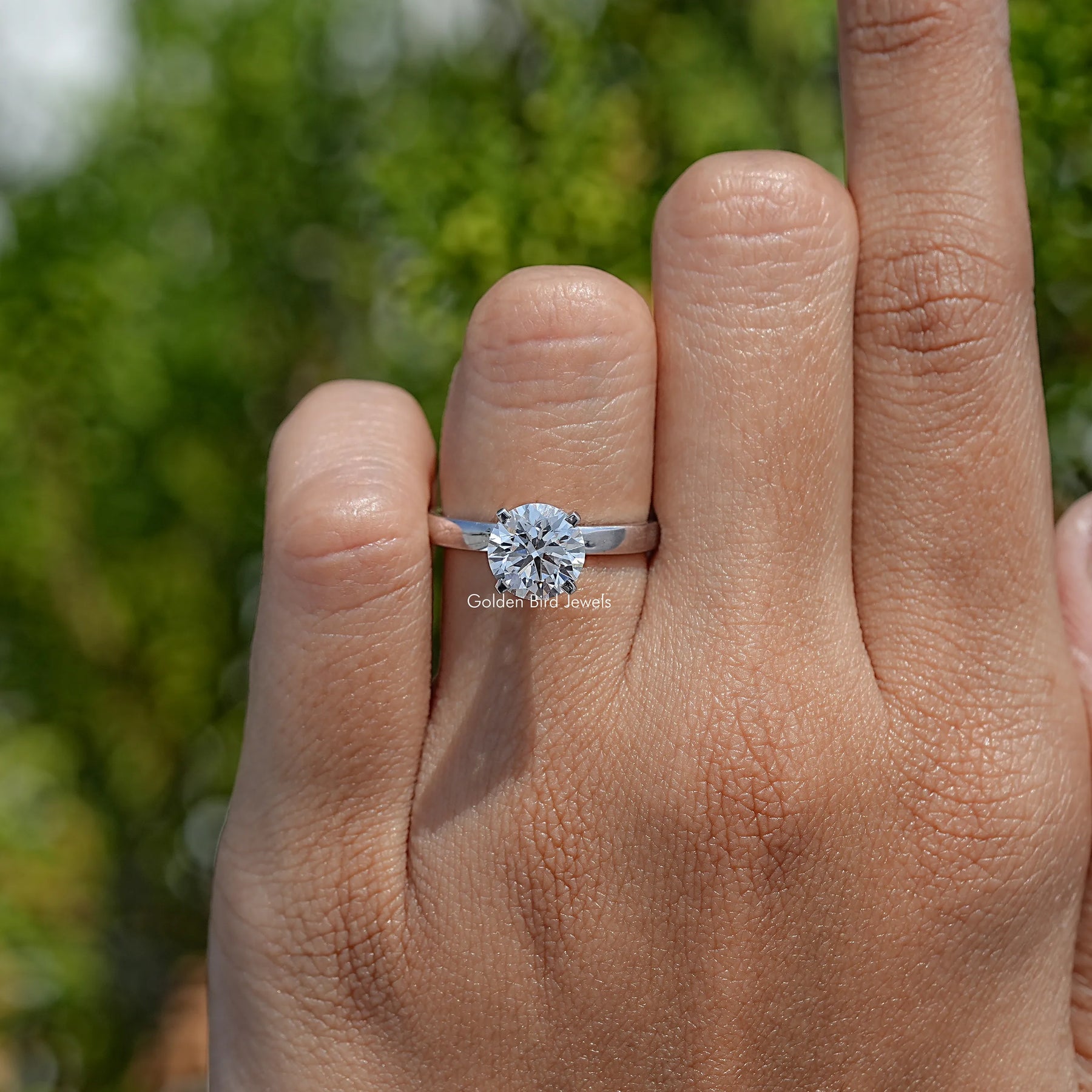 Round Cut Lab Diamond Solitaire Engagement Ring