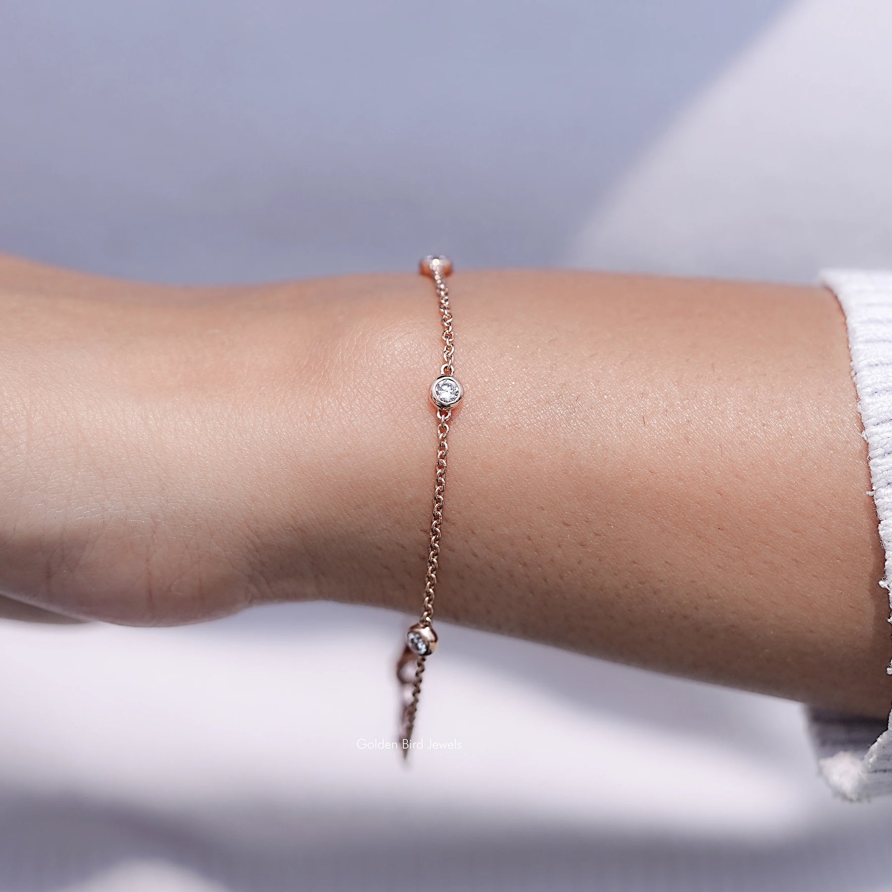 Back View Of Round Cut Lab Diamond Station Bracelet
