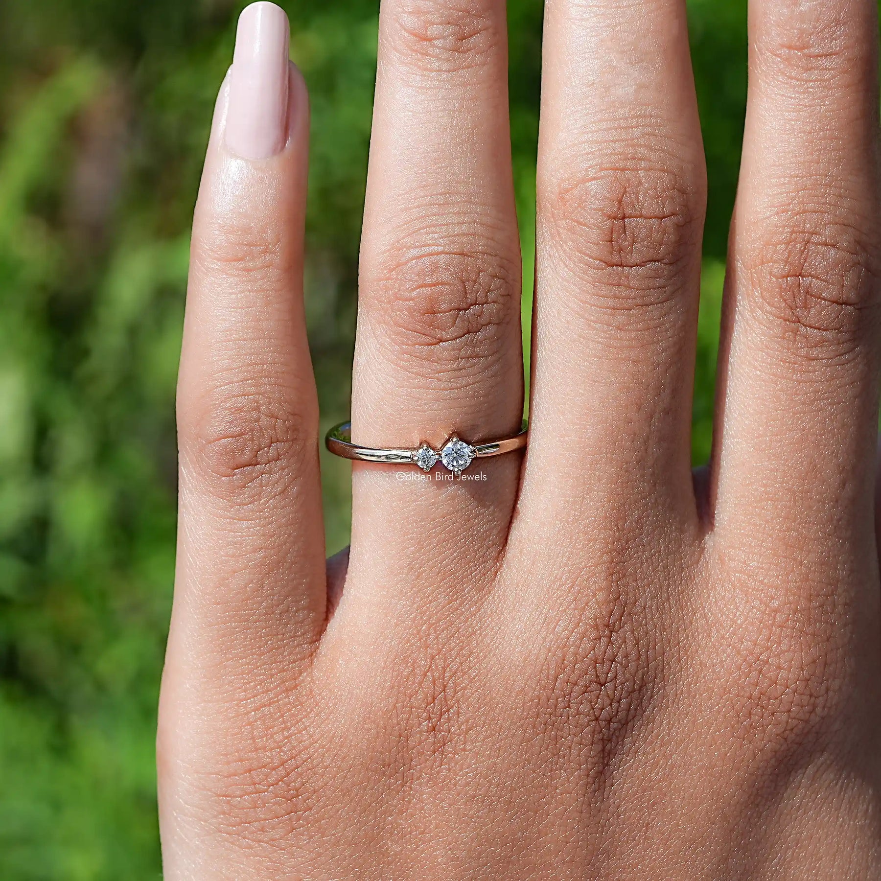 View of Round Cut Lab Diamond Toi Et Moi Solitaire Ring In White Gold