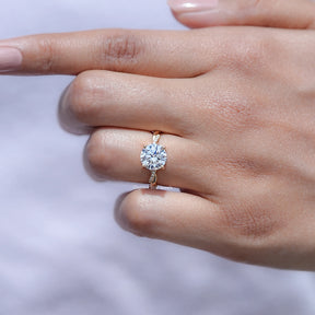 Round Lab Diamond Twisted Shank Accent Ring