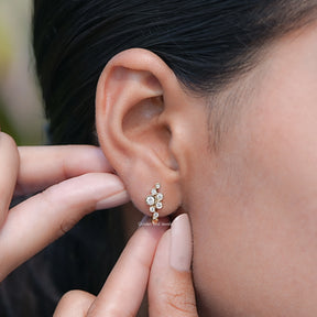 Front view of Bezel Set U Shape Hoop Earrings