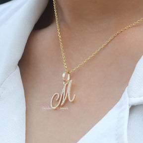 Full view of moissanite pendant in unique shape 