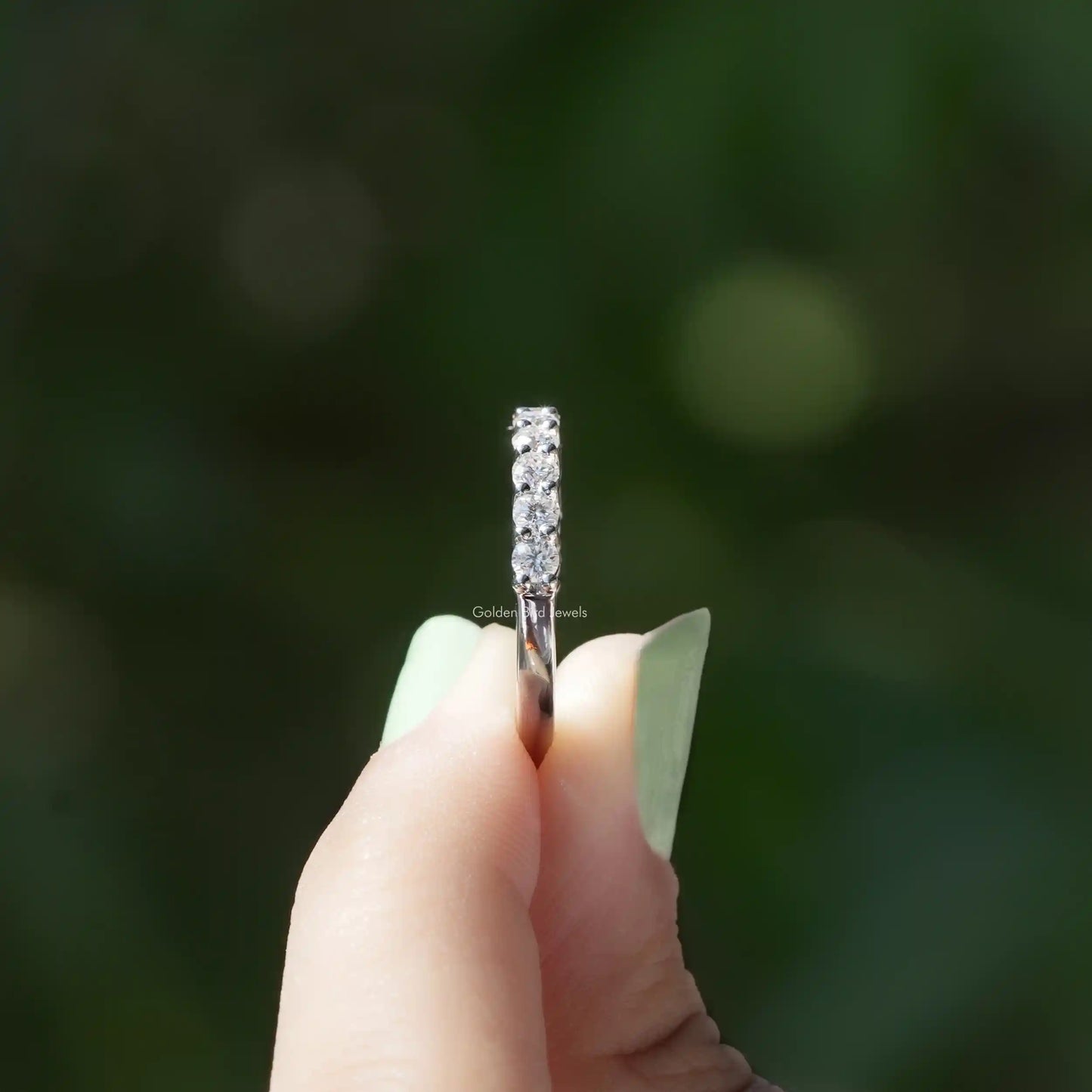 Round Cut Moissanite Half Eternity Band