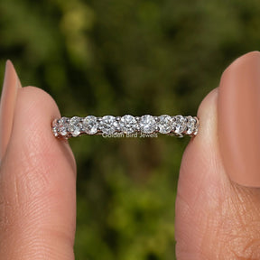 Round Cut Moissanite Three Quarter Eternity Wedding Band