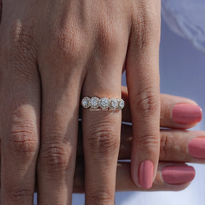 Round Cut Lab Diamond Five Stone Halo Band