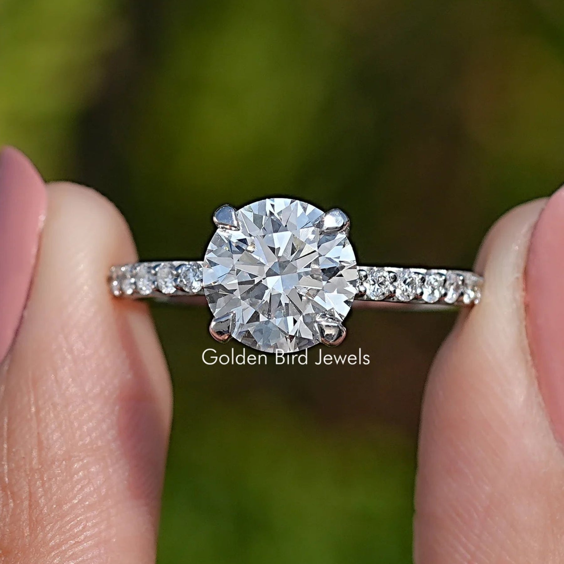 Round Shaped Lab Diamond Hidden Halo Ring