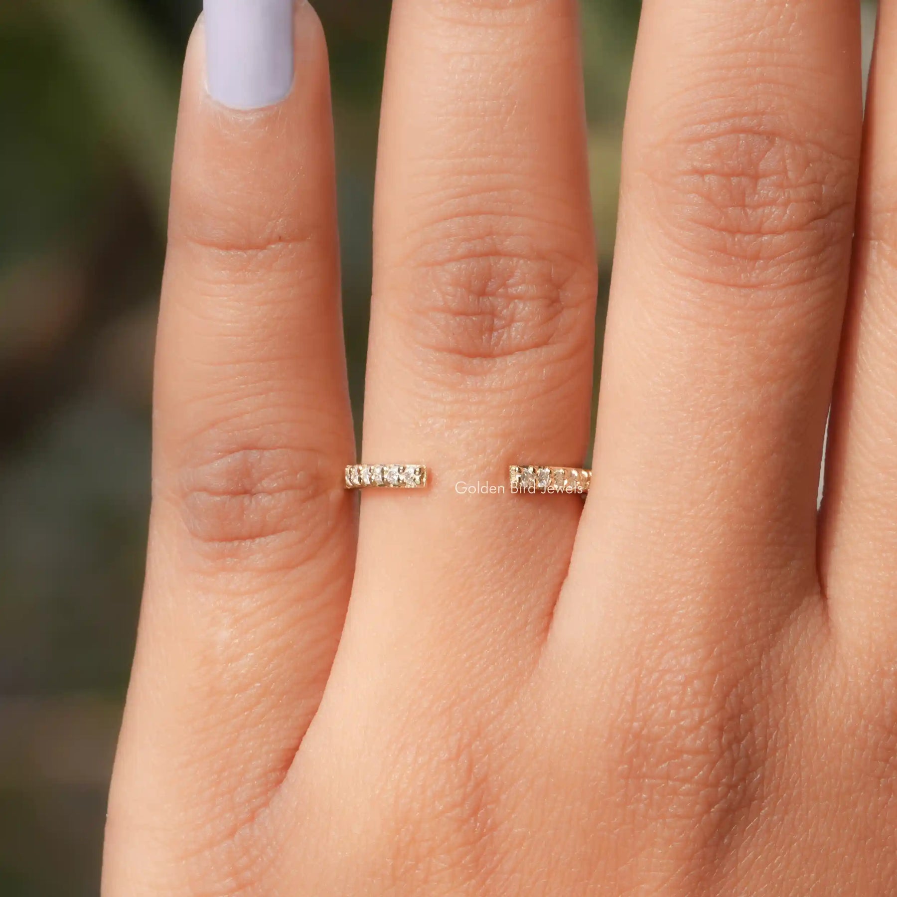 Round Cut Lab Diamond Open Cuff Dainty Band