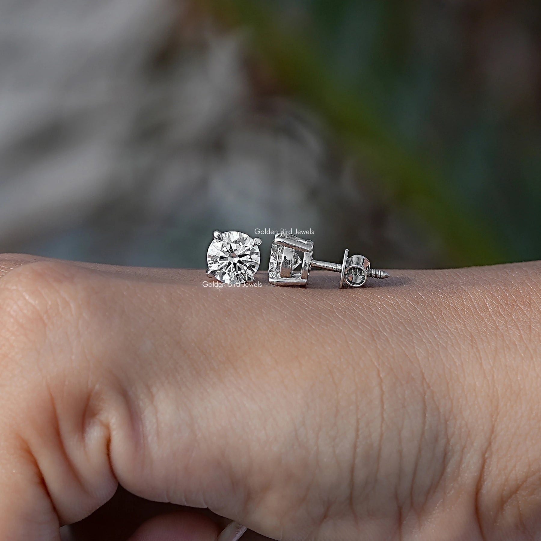 Round Shaped Lab Diamond Stud Earrings