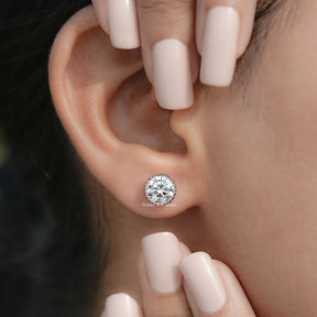 Milgrain Round Cut Lab Diamond Stud Earrings