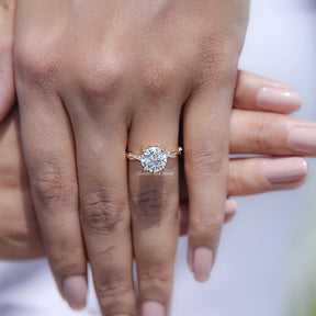Round Lab Diamond Twisted Shank Accent Ring