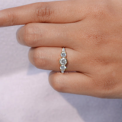 View of Round Cut Lab Grown Diamond Ring In White Gold