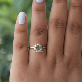 OEC Round Light Yellow Solitaire Moissanite Ring