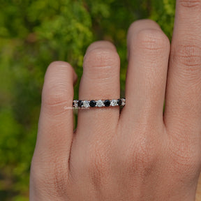 Round Moissanite And Gemstone Eternity Band