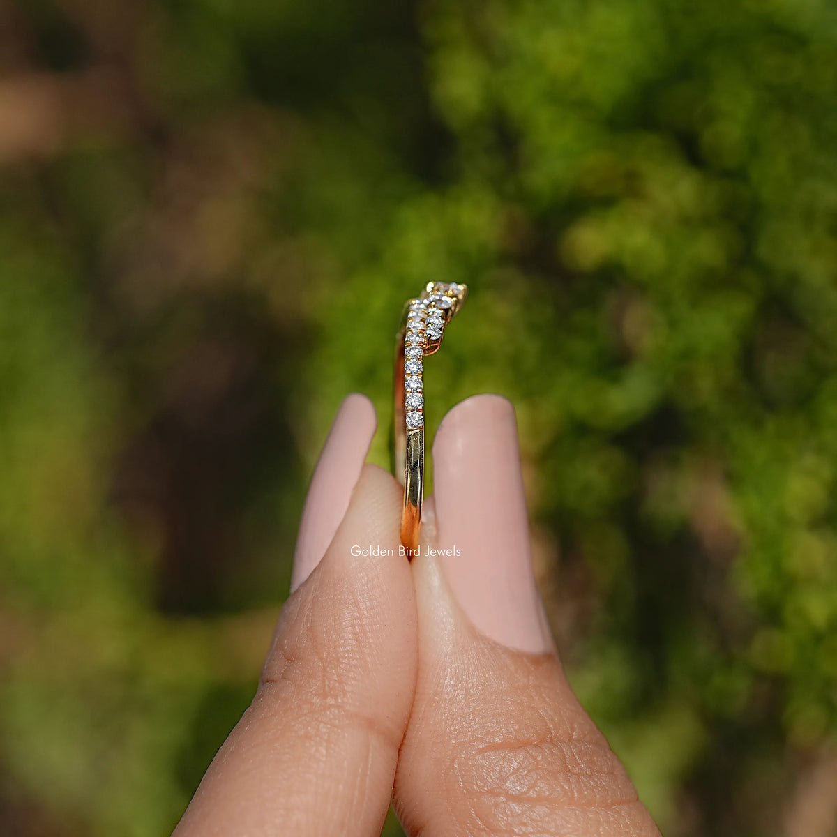 Round Cut Moissanite Dainty Band For Her