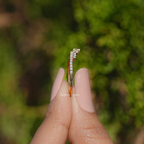 Round Cut Moissanite Dainty Band For Her