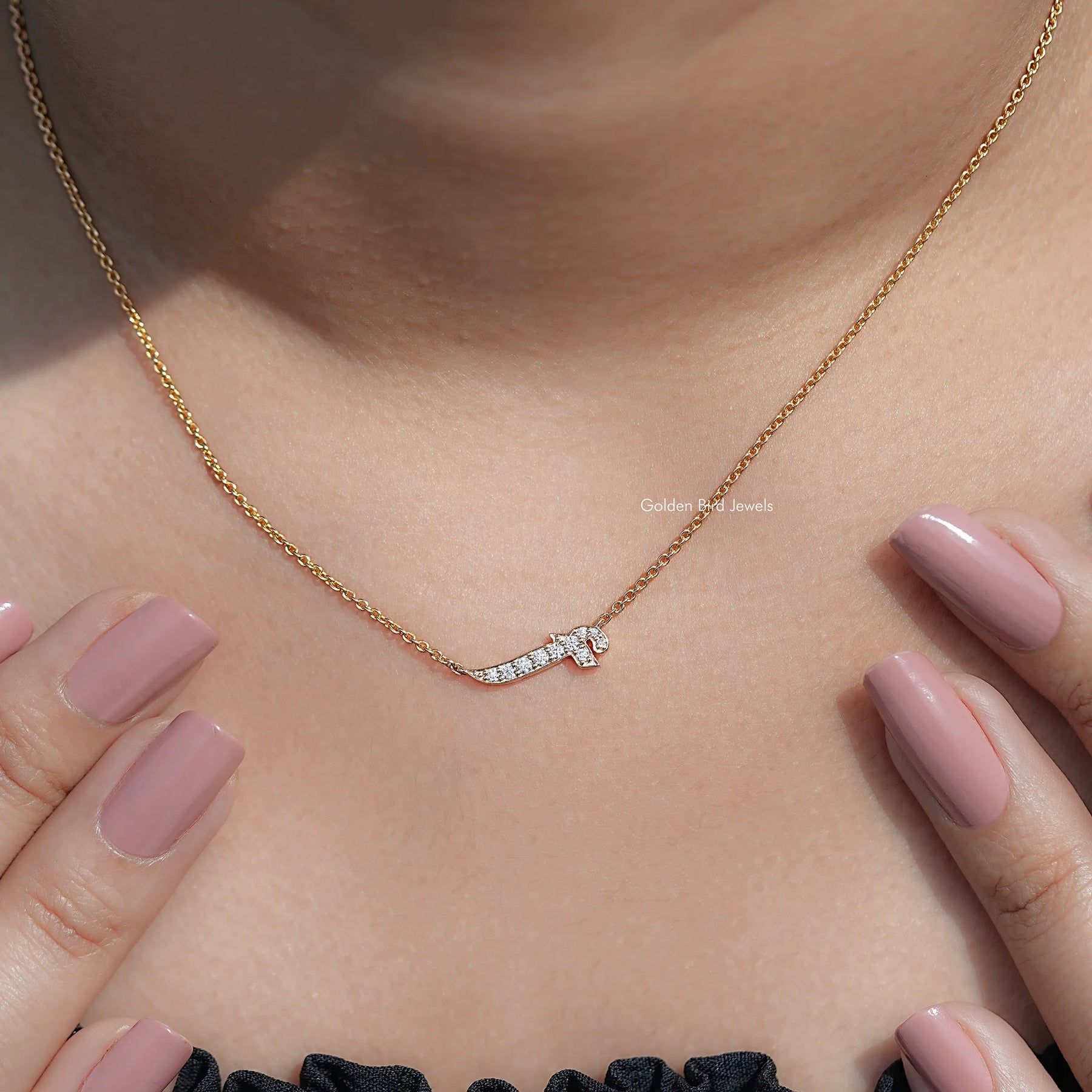 Round Cut Moissanite F Initial Letter Pendant