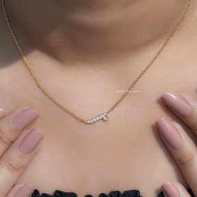 Round Cut Moissanite F Initial Letter Pendant