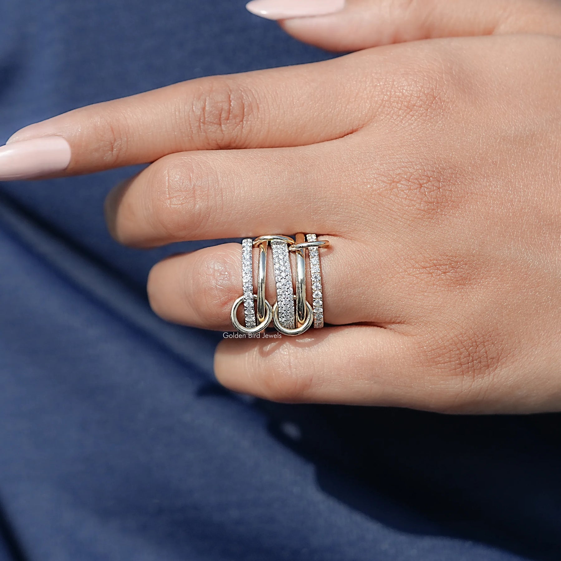 Close view of Radiant cut Moissanite Ring