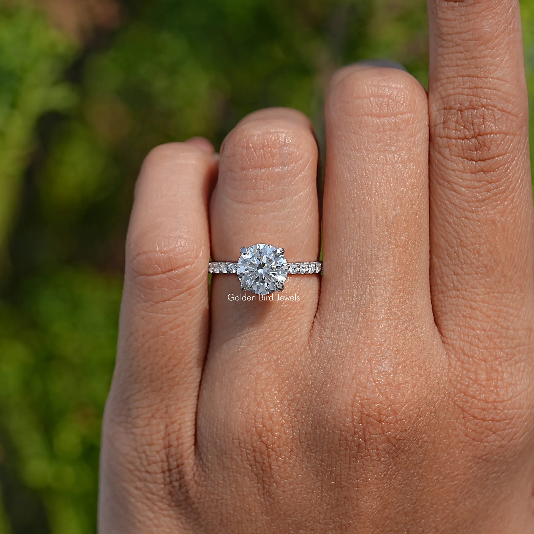 Round Shaped Lab Diamond Hidden Halo Ring