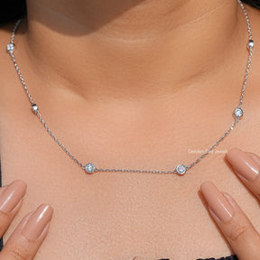 Round Shaped Lab Diamond Yard Necklace