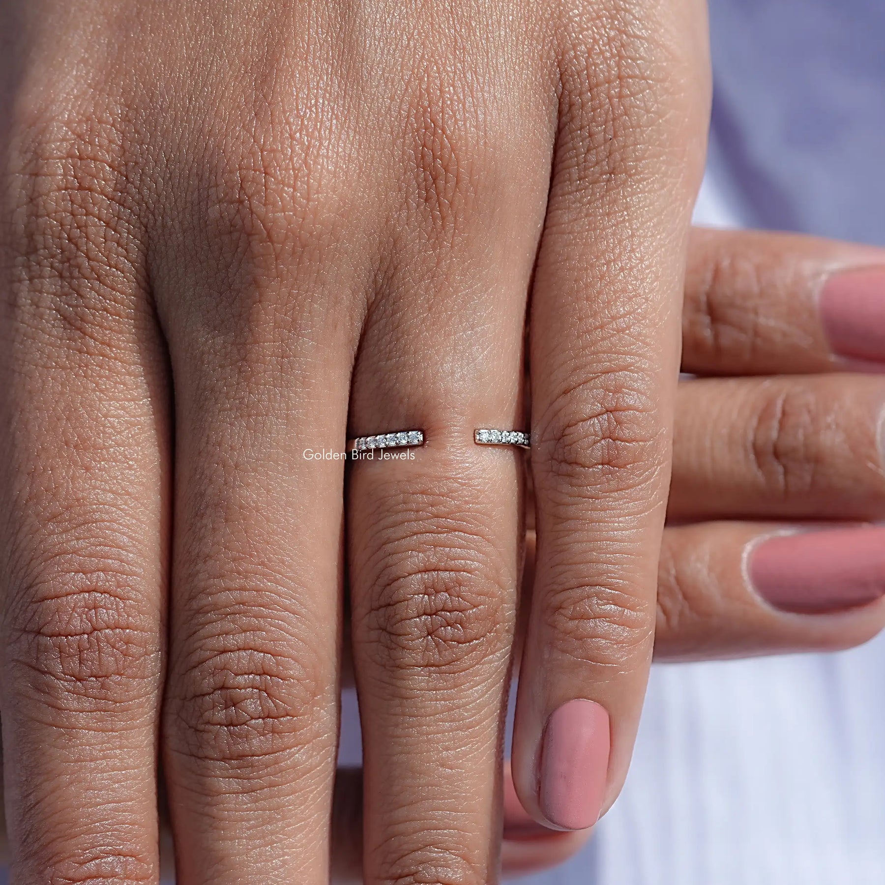 Round Shaped Moissanite Open Cuff Band