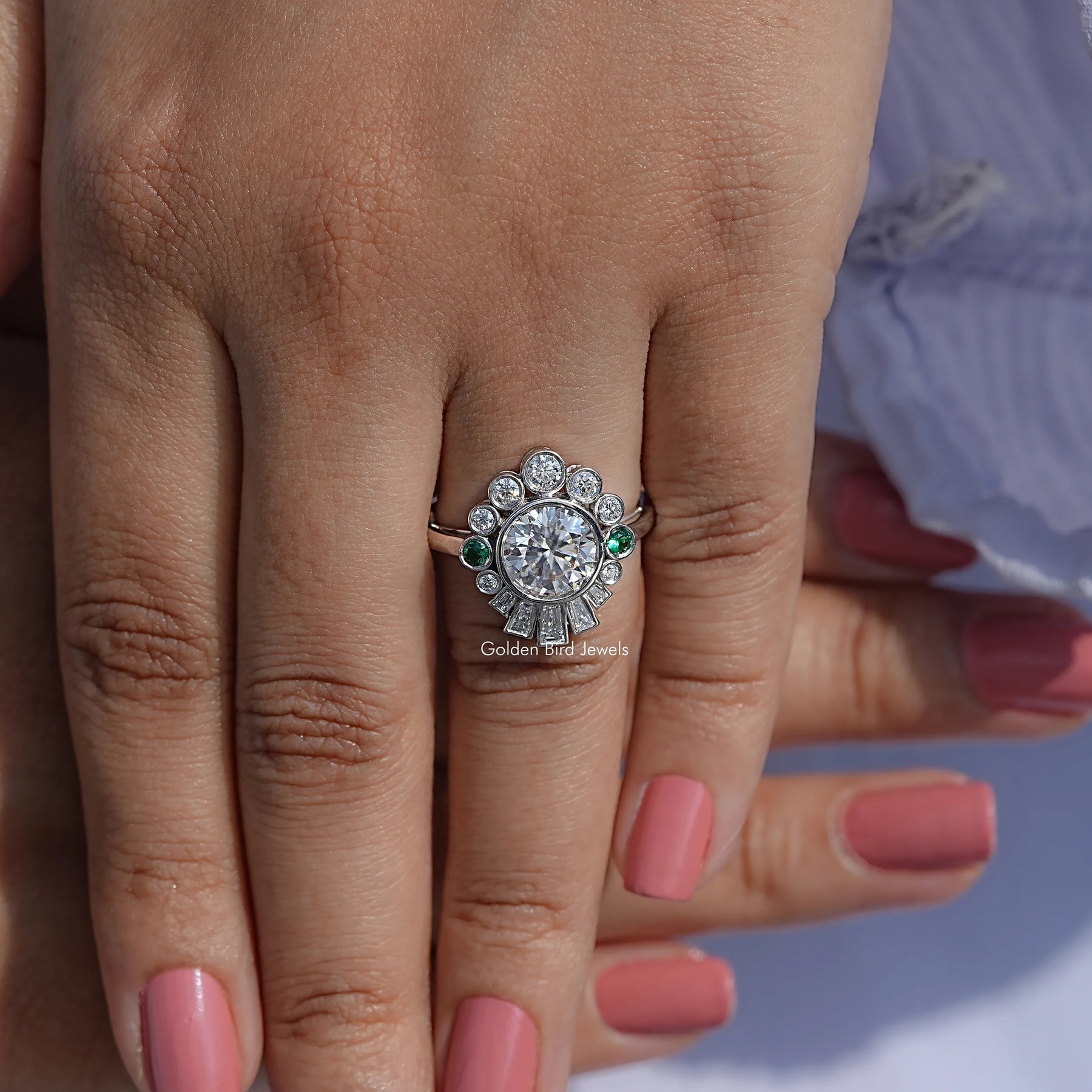 Round Shaped Moissanite Halo Ring