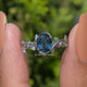 Sapphire Blue Oval Gemstone Leaf Style Ring