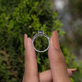 Sapphire Blue Oval Gemstone Leaf Style Ring