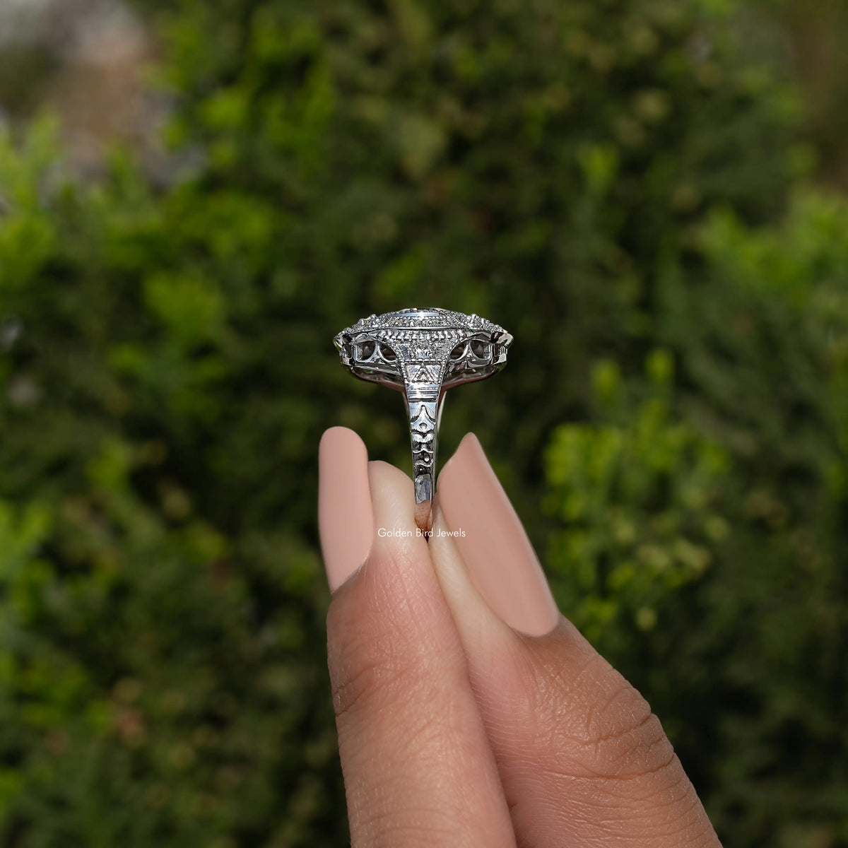 OEC Round Cut Moissanite Vintage Ring